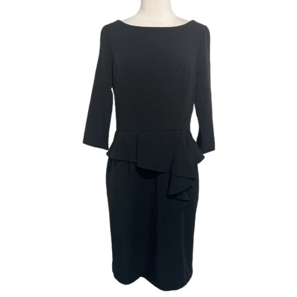 White House Black Market Classic Black Peplum Dress